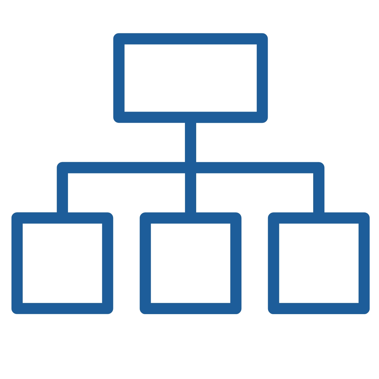 Stylised icon of an organigram